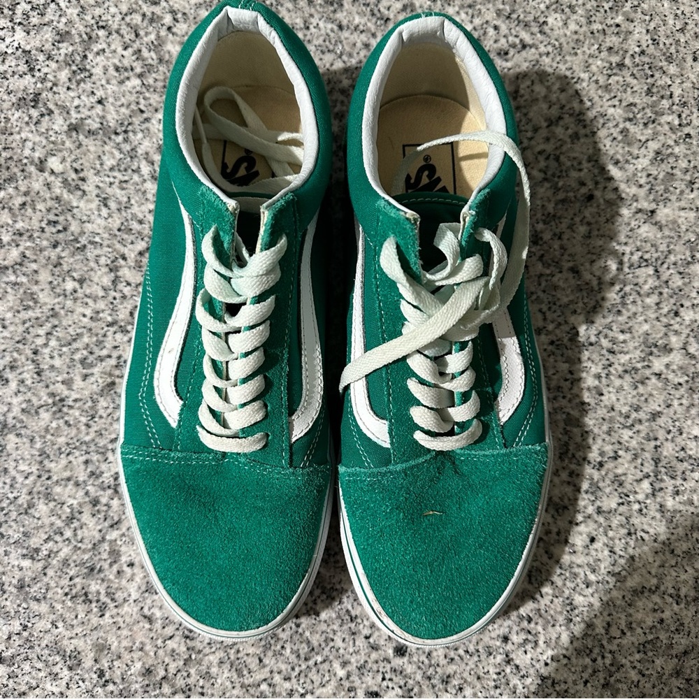 green old skool vans - w size 8.5